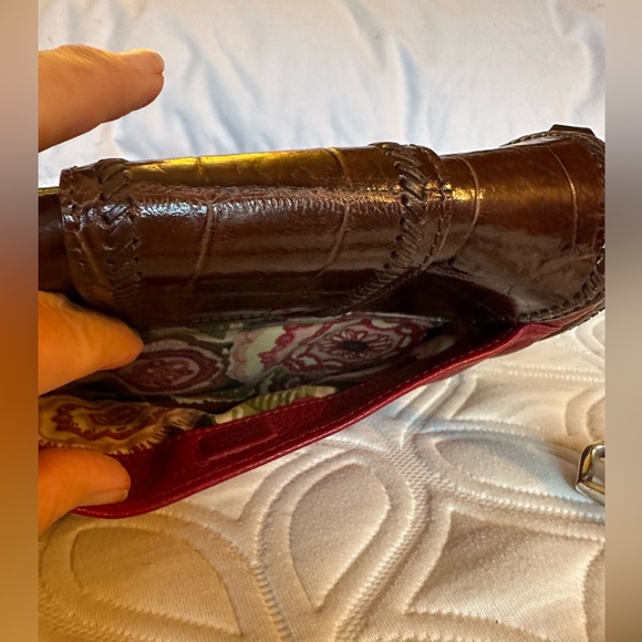 💋💋Brighton Pocketbook - Red & Brown Leather with Silver Hardware- Shoulderbag - Picture 4 of 14